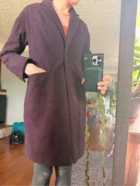 Topshop Dark Burgundy/Eggplant Wool Trench Coat